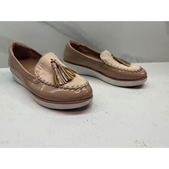FitFlop Shoes - Fitflop Women’s Size 5 Paige Taupe Faux Pony Moccasin Loafer Shoes